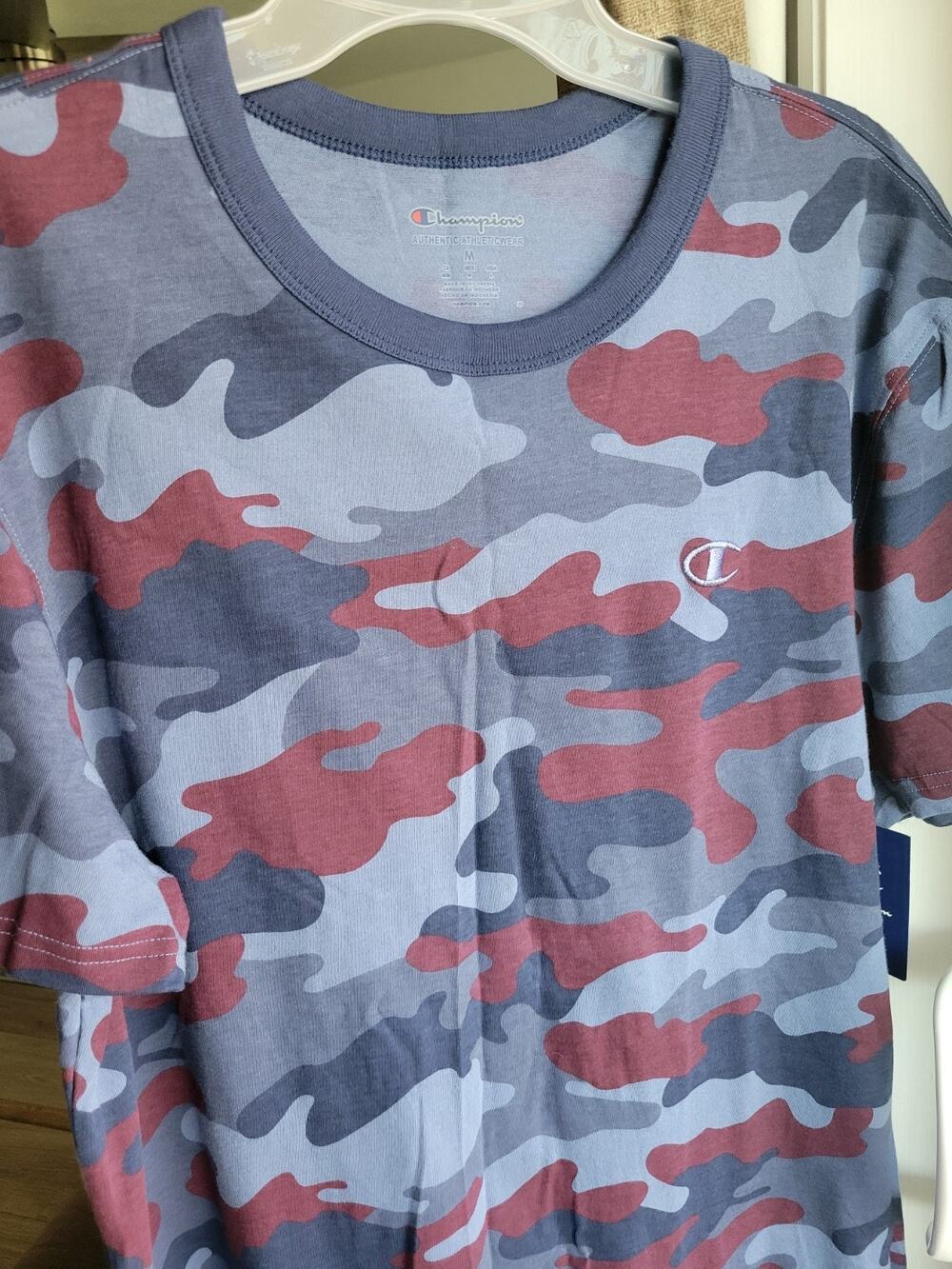 NWT Champion M Authentic Athleticwear Men's Camo Crew Neck Tee Embroidered Logo